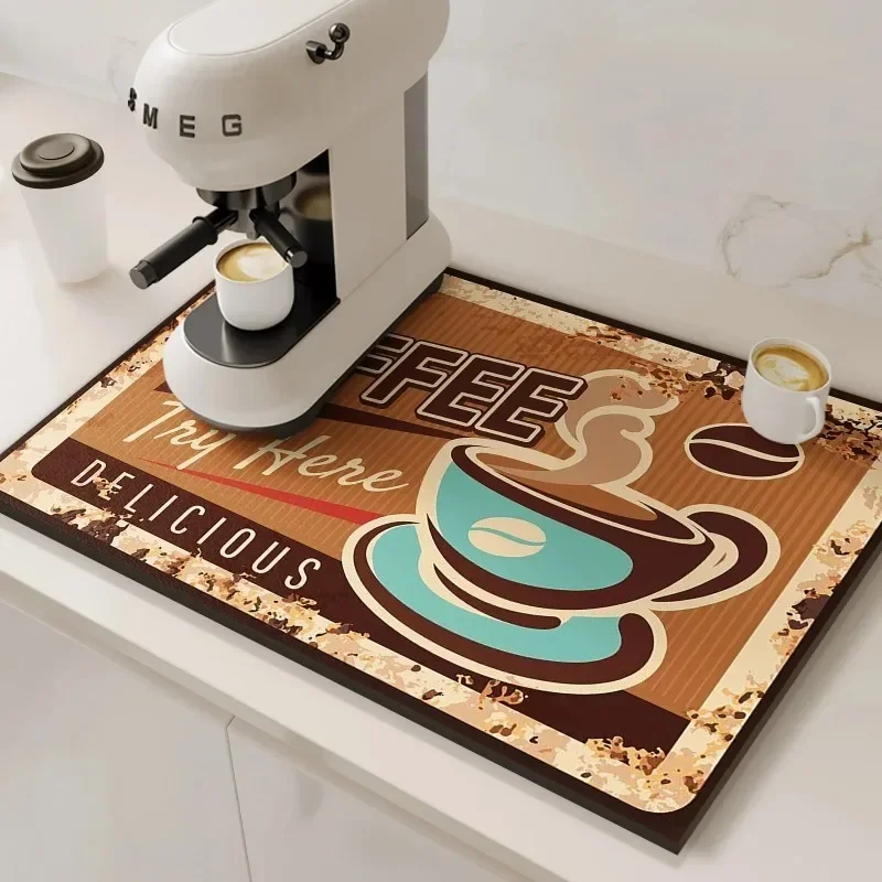 VIKAMA Coffee Machine Absorbent Mat Water and Oil Absorbent Kitchen Dish Drainer Quick-Drying Absorbent Mat Dish Mat Home Decor thumbnail 2