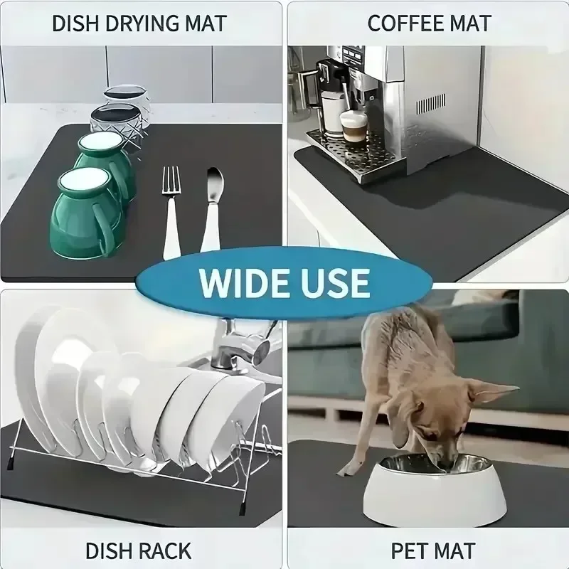 VIKAMA Coffee Machine Absorbent Mat Water and Oil Absorbent Kitchen Dish Drainer Quick-Drying Absorbent Mat Dish Mat Home Decor thumbnail 6