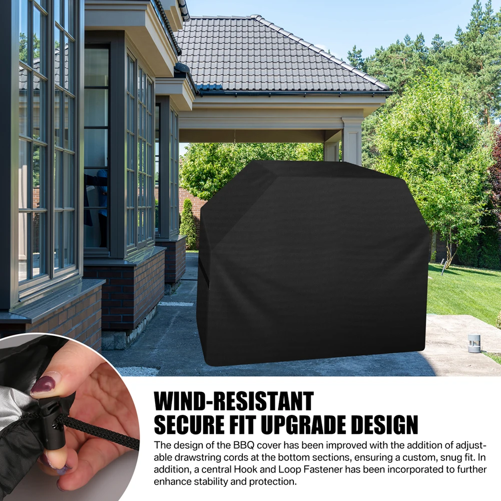 Outdoor BBQ Grill Covers For Charcoal & Gas Grills Waterproof Anti-Dust Weather-Resistant Anti-UV Heavy Duty Barbecue Cover thumbnail 2