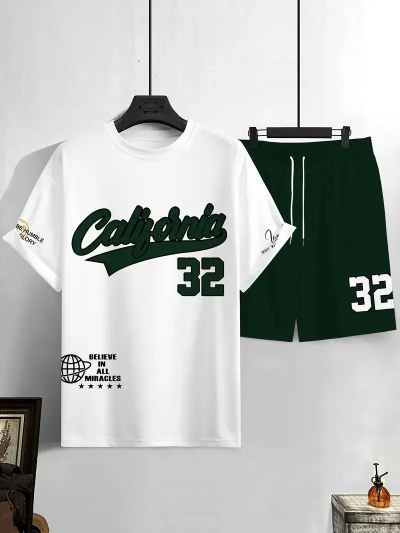 The 2025 summer new men's set features street fashion casual comfort softness breathability and 3D digital pattern printing thumbnail 2