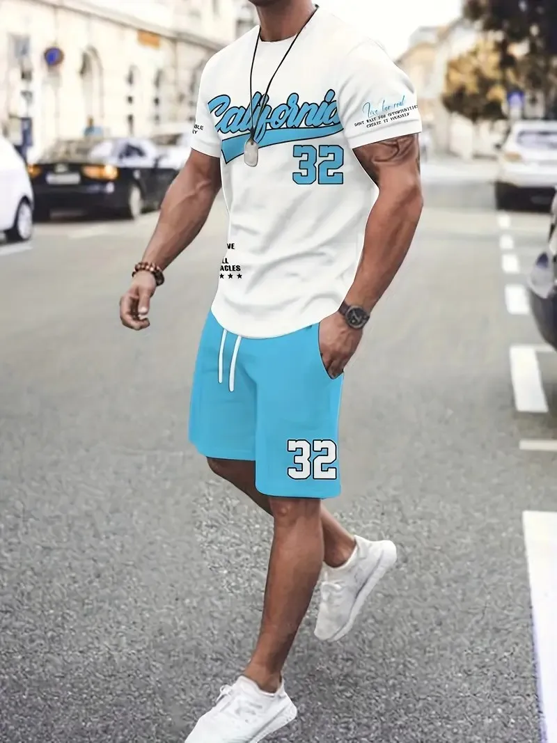 The 2025 summer new men's set features street fashion casual comfort softness breathability and 3D digital pattern printing thumbnail 5