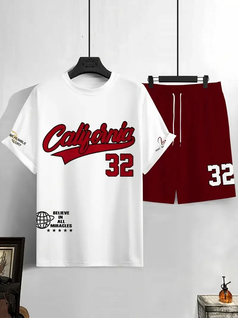 The 2025 summer new men's set features street fashion casual comfort softness breathability and 3D digital pattern printing thumbnail 4