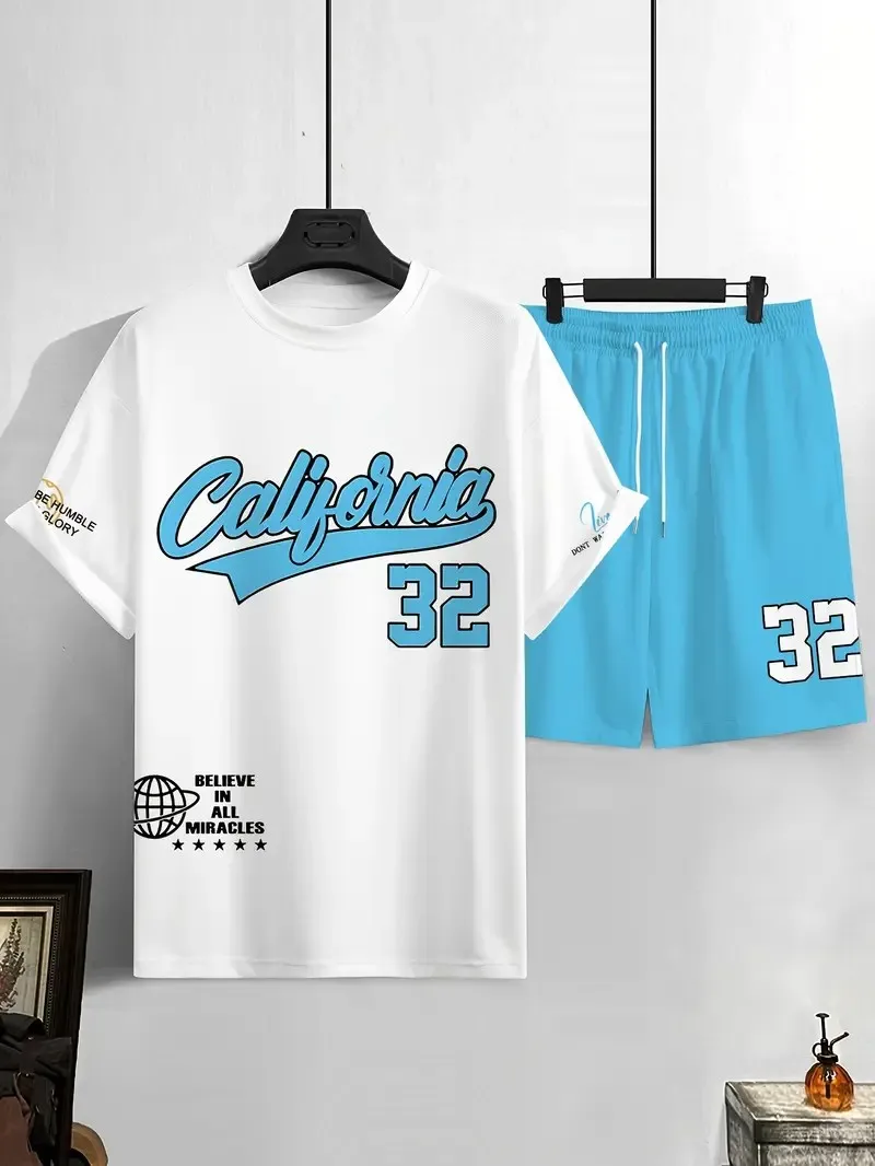 The 2025 summer new men's set features street fashion casual comfort softness breathability and 3D digital pattern printing thumbnail 6
