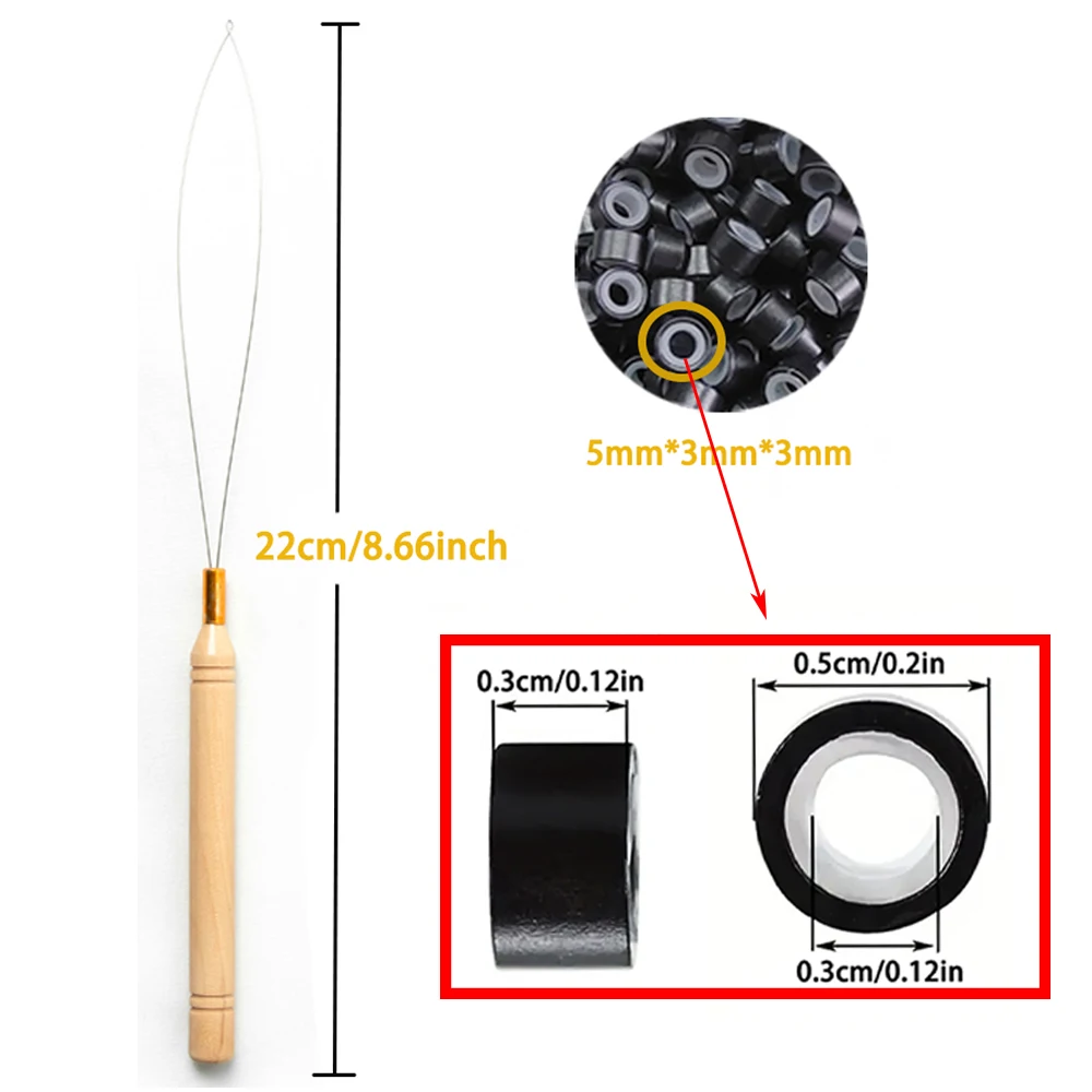 Wig/toubee extension kit set  with tools and accessories for wig extensions  beading and 250PC extension rings thumbnail 2