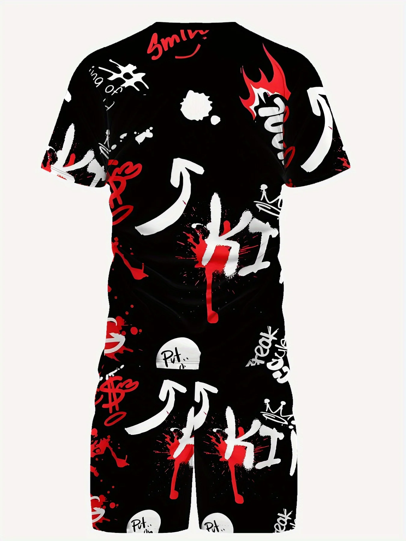 The 2025 summer new men's set features street casual fashion sportiness softness breathability and 3D printing thumbnail 3