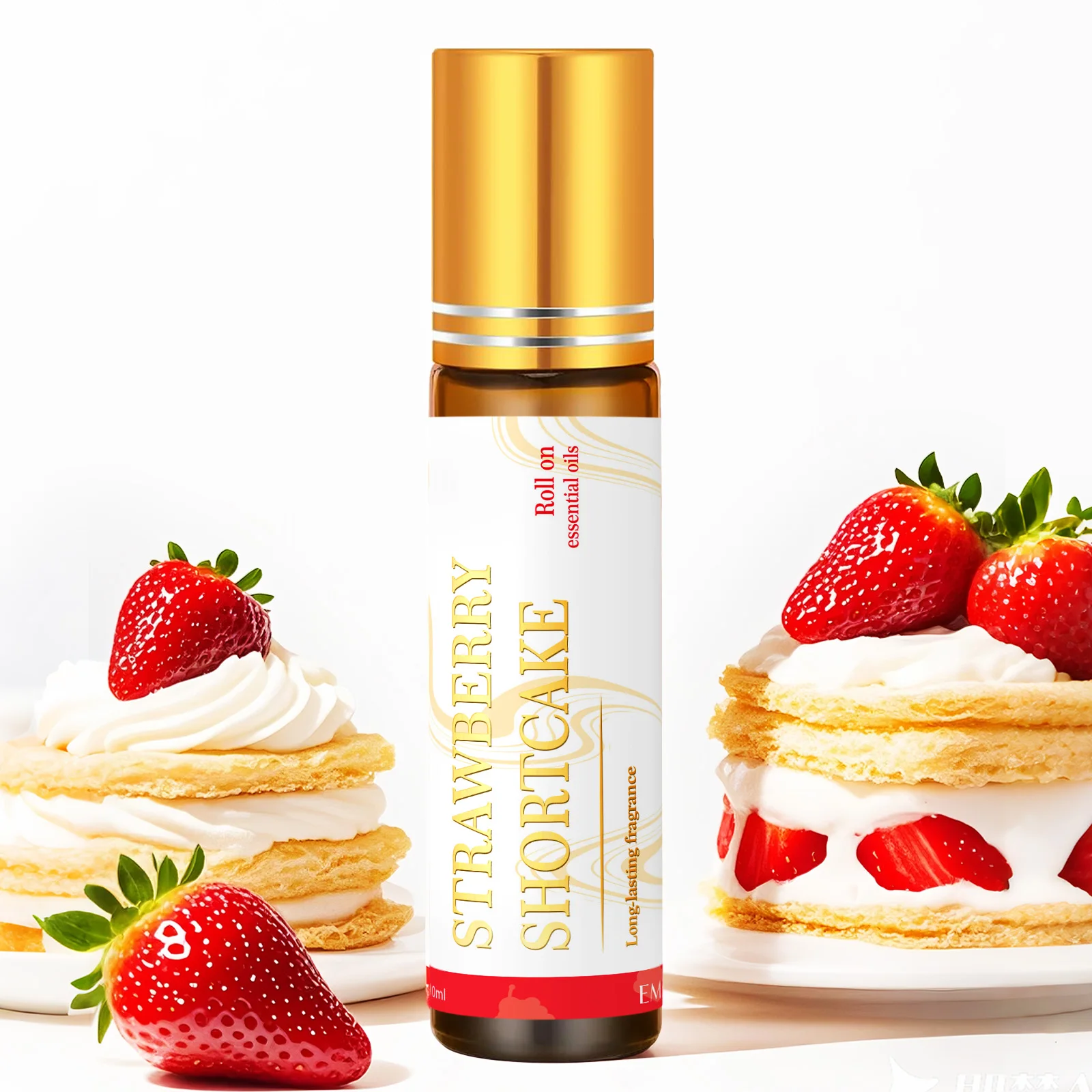 10ml Strawberry Shortcake Essential Oil Rollerball Perfume Natural Fragrance Skincare Nail care Body massage Mini Holiday gifts