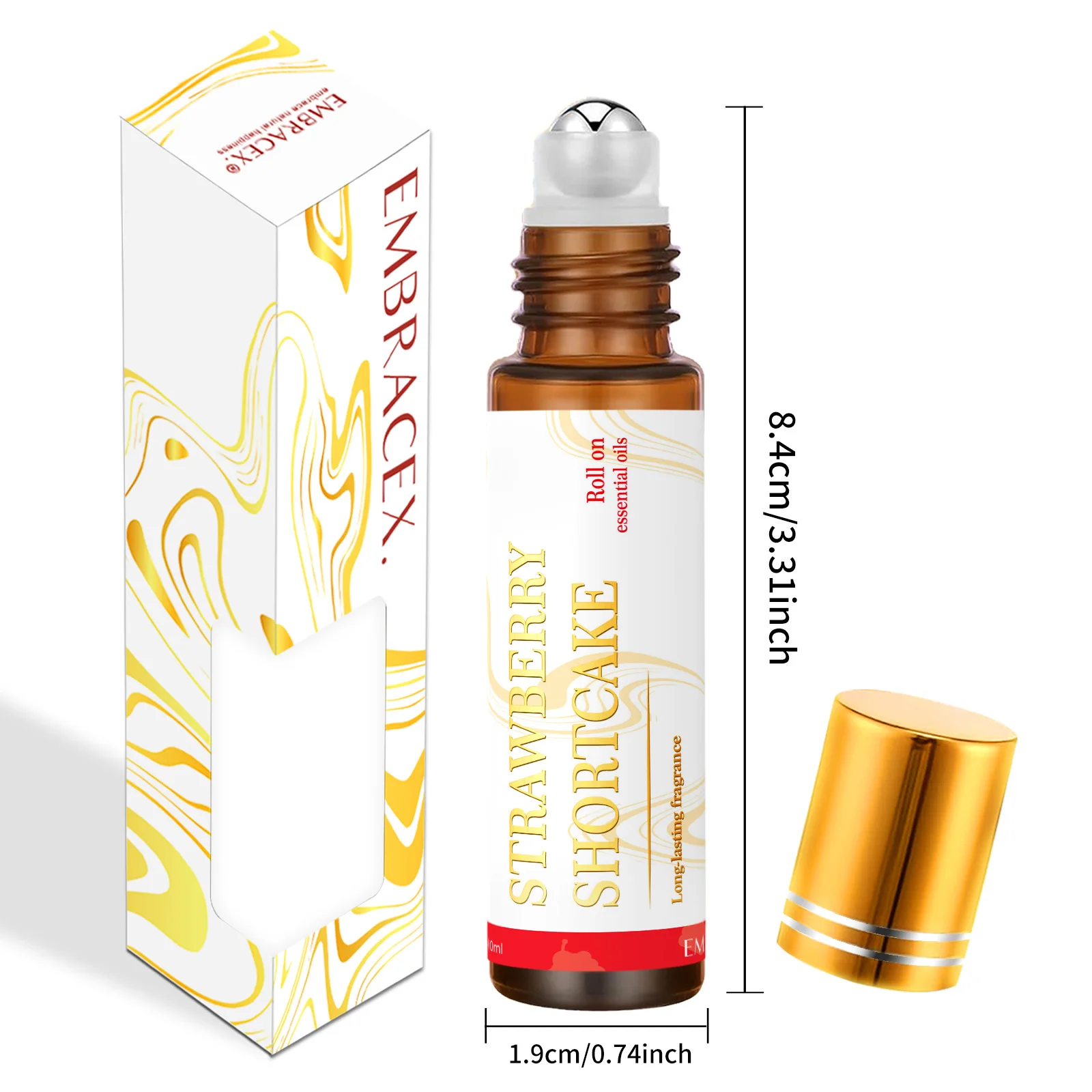 10ml Strawberry Shortcake Essential Oil Rollerball Perfume Natural Fragrance Skincare Nail care Body massage Mini Holiday gifts thumbnail 2