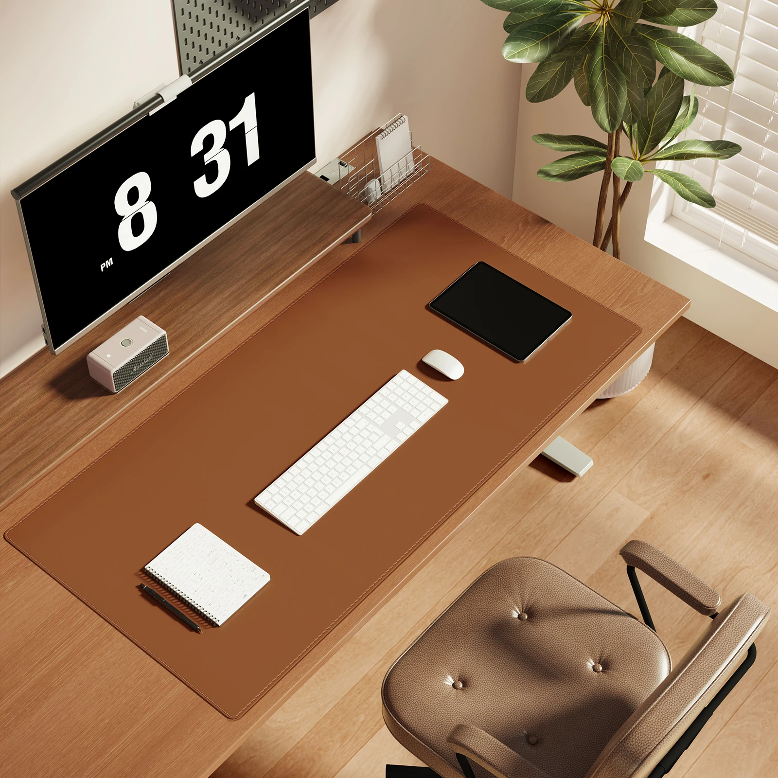 Desk Pad Protector, Mouse Pad, Office Desk Mat, Non-Slip with Stitched Edges PU Leather Desk Blotter for Office Home School thumbnail 5