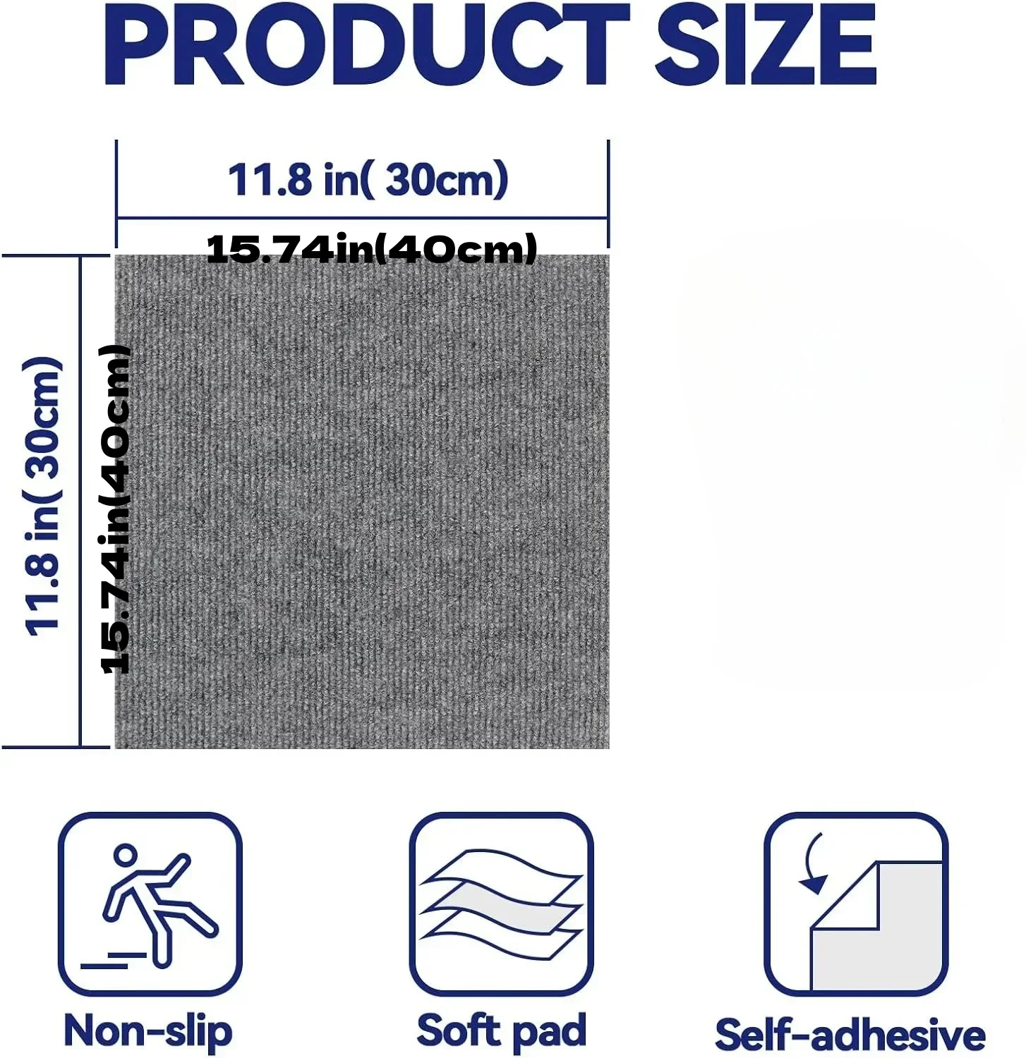 10pcs 30x30/40x40cm Self Adhesive Carpet Floor Tiles Sticker Square Rugs Peel and Stick Mat DIY Flooring for Bedroom Home Decor thumbnail 2