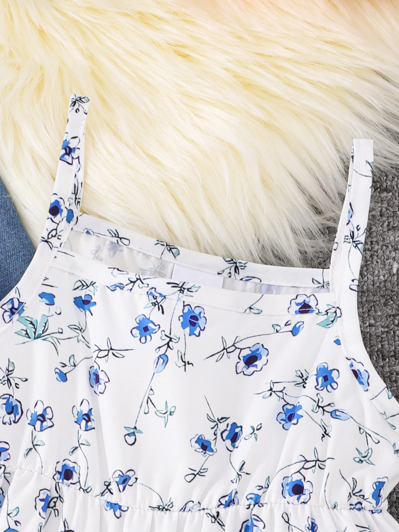Girls Floral Halter Dress + Denim Jacket Two-Piece Set Spring Autumn Cute Baby Outfit Combination thumbnail 4