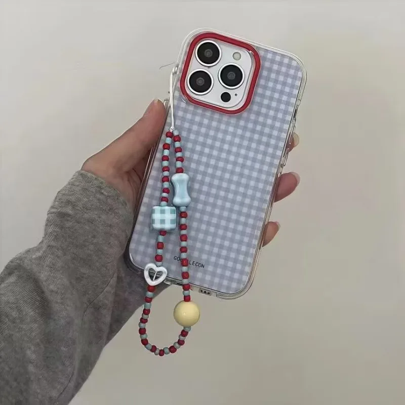 Fashion Blue Checkered Grid Pattern Phone Case For iPhone 17 Pro 16 15 14 13 12 11 Pro Max 16e X XR XS Max 7 8 Plus Soft Cover thumbnail 4