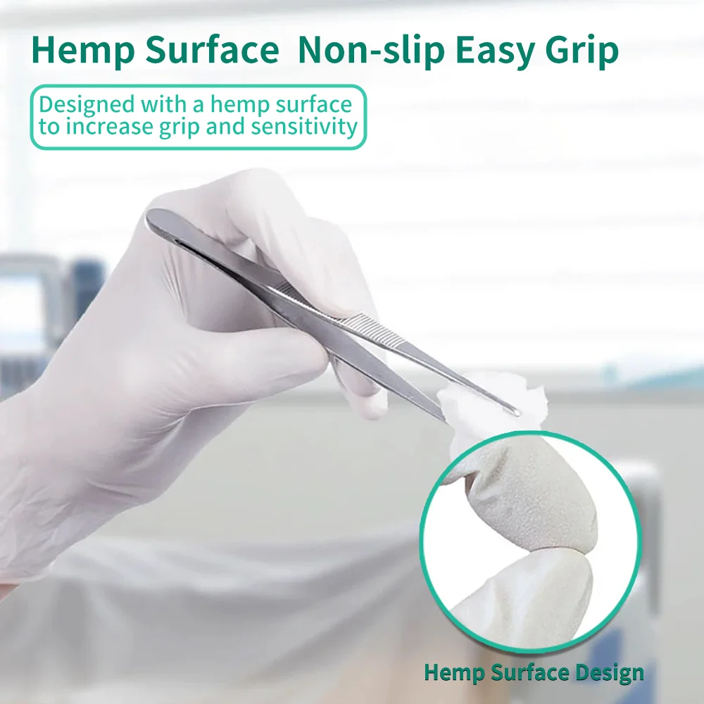 AiQUE Medical Surgical Gloves Rubber No Powder Anti-slip Matte Disposable Sterility Latex Gloves Hospital Clinic Doctor thumbnail 4