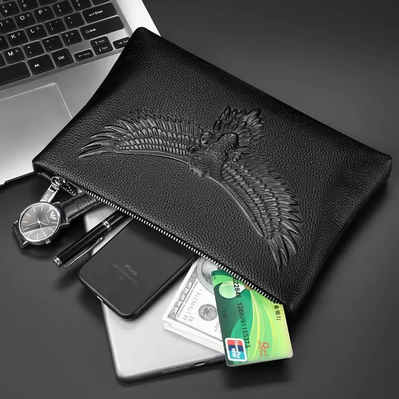 Men's Leather Clutch Bag Multi-Functional Soft Leather Envelope Bag Large Capacity Casual Handbag for Daily Use thumbnail 3