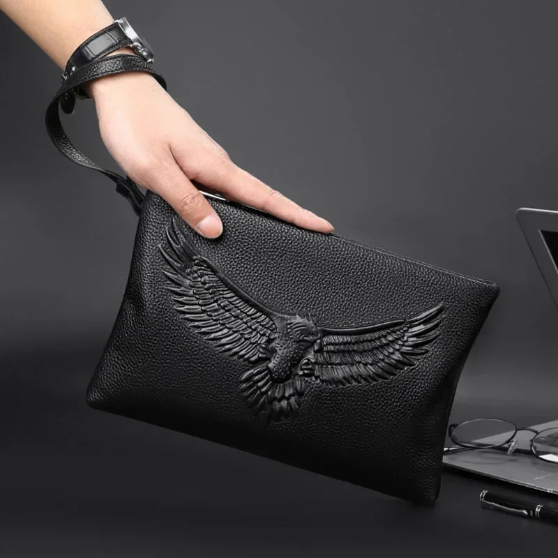 Men's Leather Clutch Bag Multi-Functional Soft Leather Envelope Bag Large Capacity Casual Handbag for Daily Use thumbnail 2