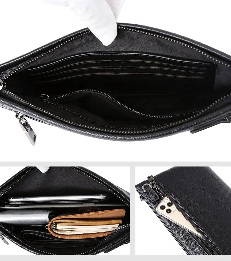 Men's Leather Clutch Bag Multi-Functional Soft Leather Envelope Bag Large Capacity Casual Handbag for Daily Use thumbnail 6