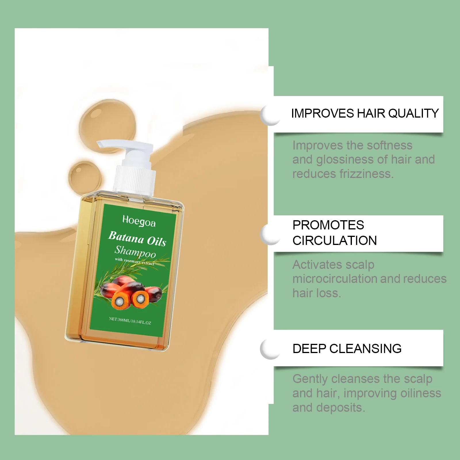 Organic Batana Oil Shampoo Soothing Scalp Intense Repair Batana Nourishing Shampoo with Rosemary Extract for All Hair Types thumbnail 4