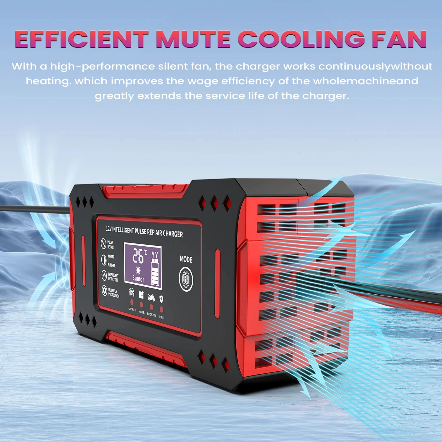 Charger Car and Motorcycle Battery Charging Unit Lead-Acid Battery Repair LCD Display 6A 12V Intelligent Car Battery thumbnail 6