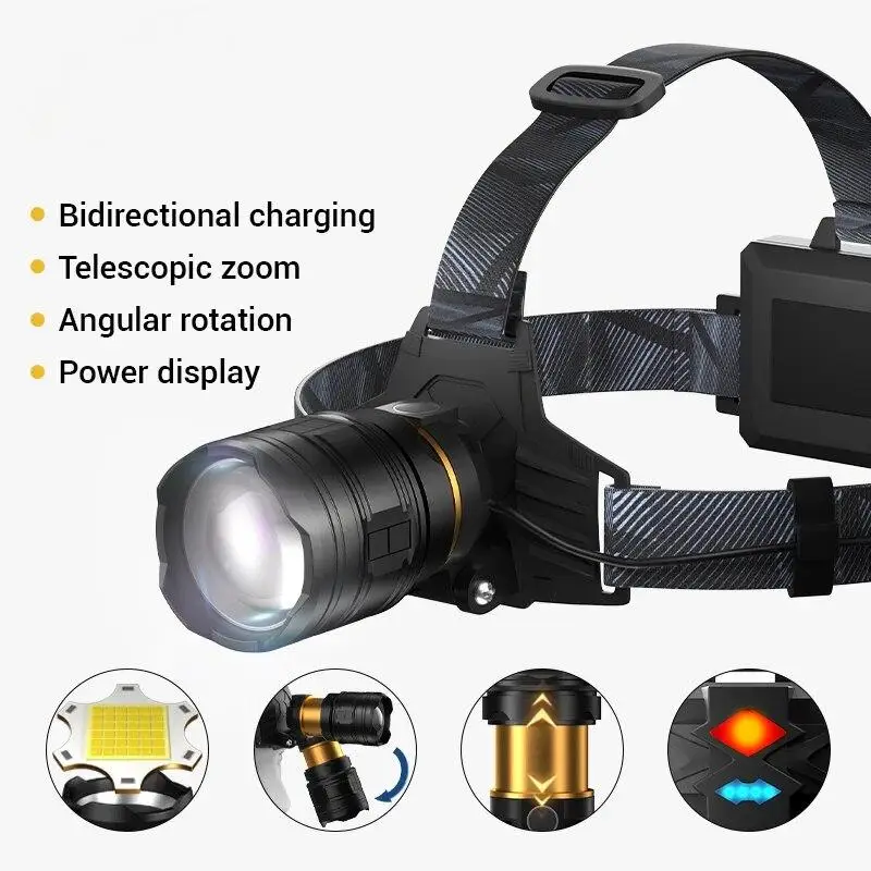 Powerful XHP360 LED Zoom Headlamp 36-LED 18650 Rechargeable Adjustable Bright Flashlight for Fishing Camping Hiking thumbnail 3