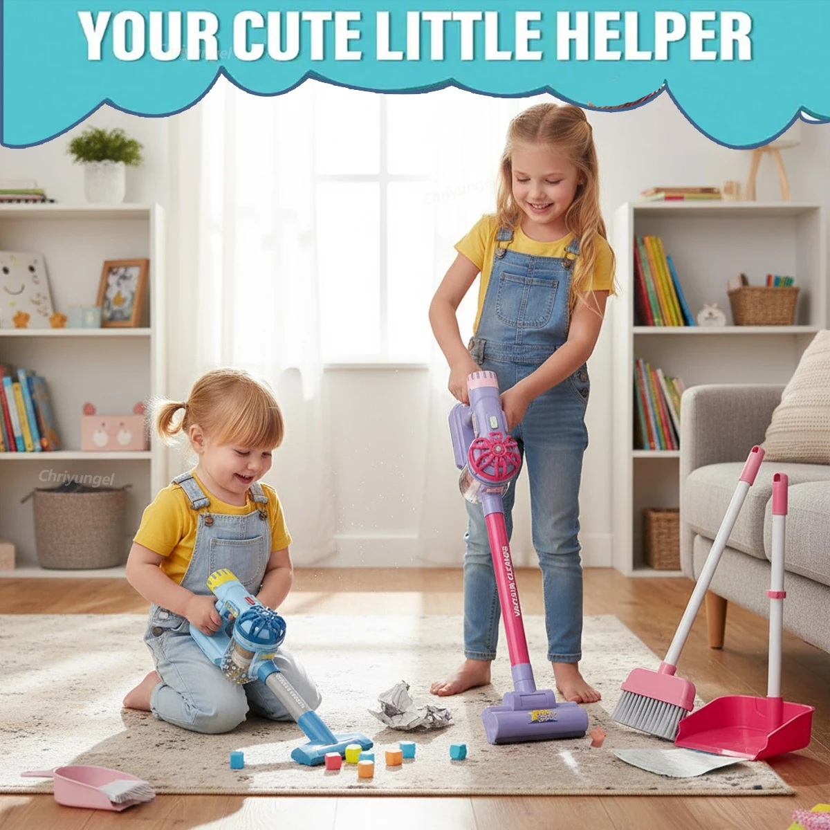 Kids Simulation Electric Vacuum Cleaner Toy Set Housekeeping Role Play Educational Toys for Toddlers Perfect Gift for Girls Boys thumbnail 2