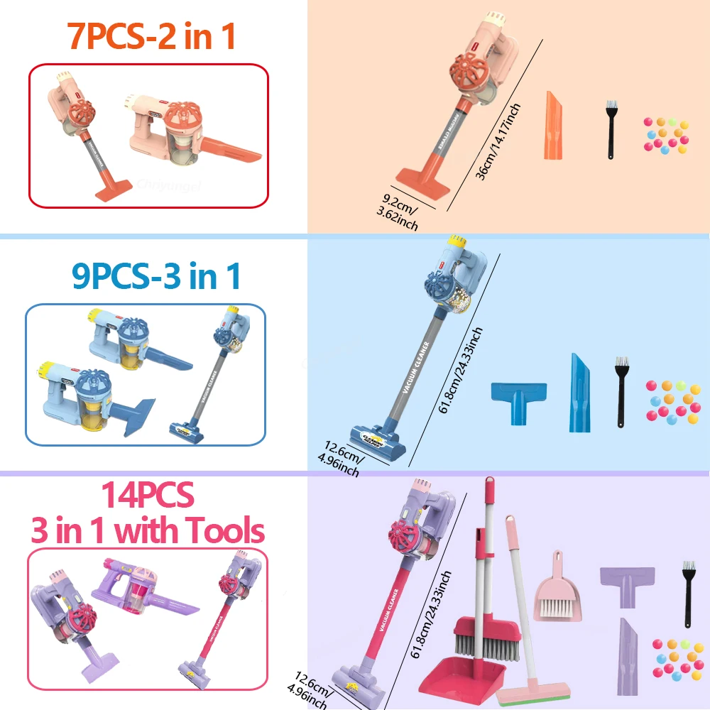 Kids Simulation Electric Vacuum Cleaner Toy Set Housekeeping Role Play Educational Toys for Toddlers Perfect Gift for Girls Boys thumbnail 6