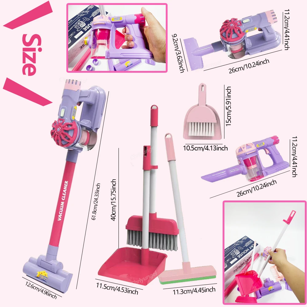 Kids Simulation Electric Vacuum Cleaner Toy Set Housekeeping Role Play Educational Toys for Toddlers Perfect Gift for Girls Boys thumbnail 5
