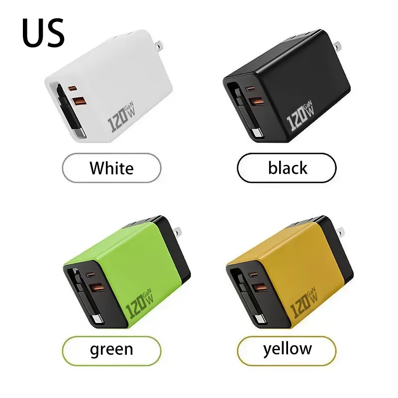 120W Charger Equipped With Telescopic Gallium Nitride Fast Charging Data Cable Phone Charger Adapter For Android IPhone Charger thumbnail 6