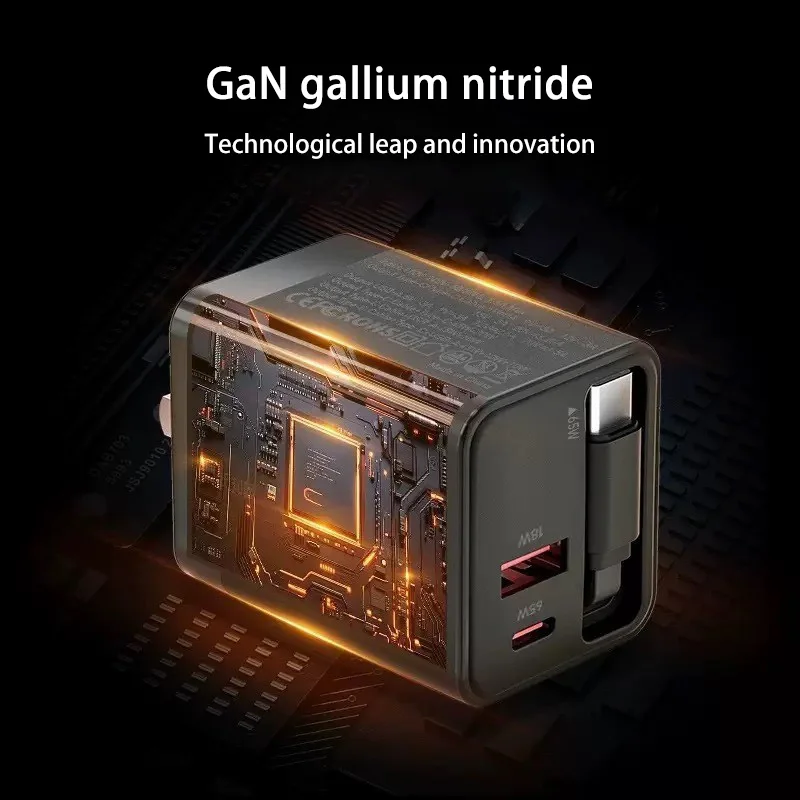 120W Charger Equipped With Telescopic Gallium Nitride Fast Charging Data Cable Phone Charger Adapter For Android IPhone Charger thumbnail 5