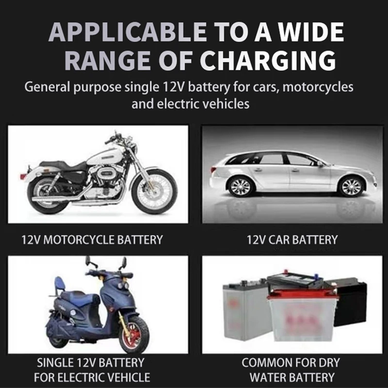 12V Smart Pulse Repair Battery Charger With Power Display 12V 2A Car Moto Truck Power Adapters For Lead Acid Battery EU US Plug thumbnail 6