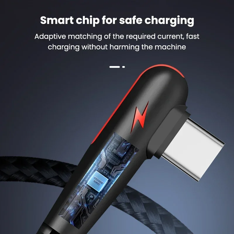 120W USB C Cable Fast Charging 90 Degree Cord For Electronic general smart devices Quick Charging Data Wire Charger Cable thumbnail 2
