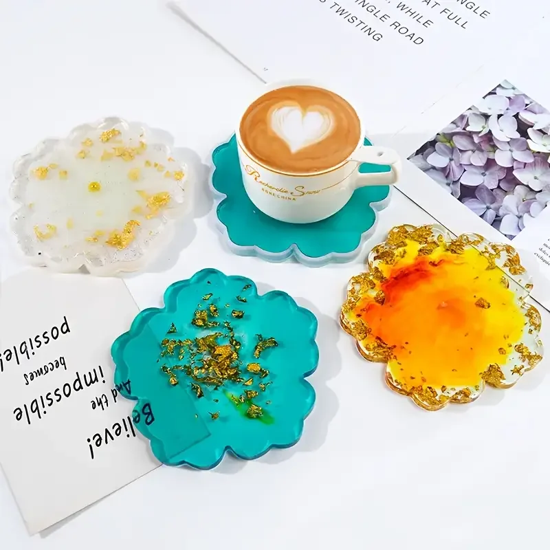 DIY Flower Shape Coaster Mold Silicone for Epoxy Resin Handmade Craft Fruit Dish Clay Plaster Casting Mould Home Decor thumbnail 2