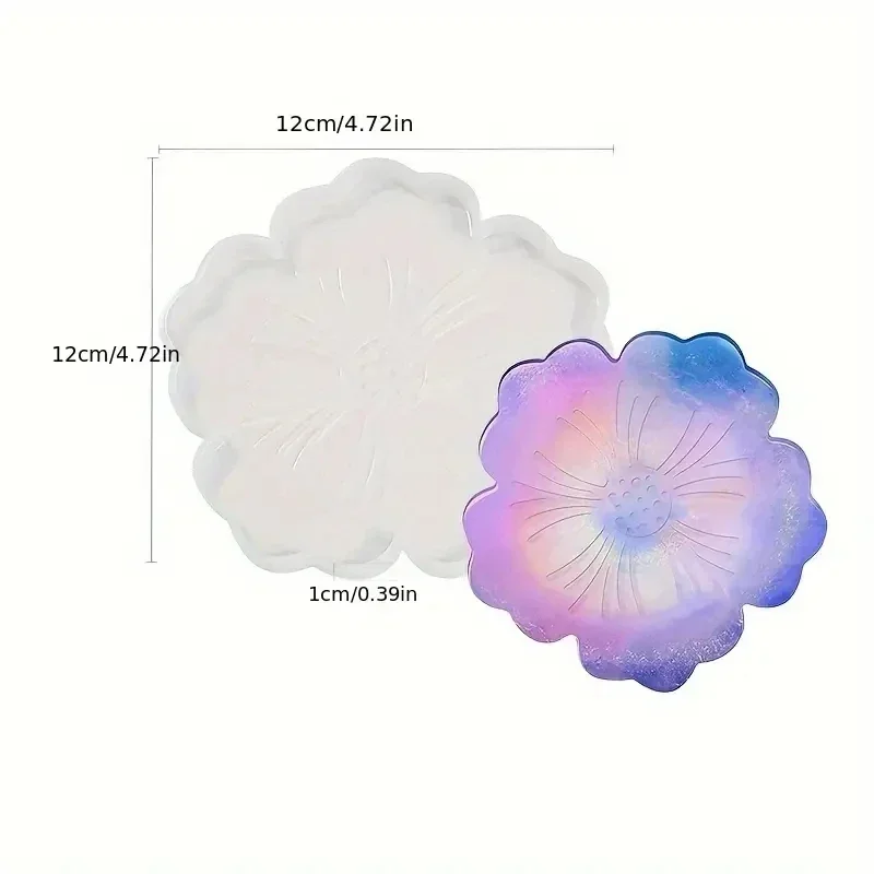 DIY Flower Shape Coaster Mold Silicone for Epoxy Resin Handmade Craft Fruit Dish Clay Plaster Casting Mould Home Decor thumbnail 6