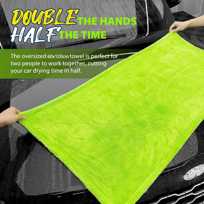 1400GSM Ultra-Thick Drying Towel for Car/Motorcycle Oversized 60x120cm Cleaning Cloth Soft High Absorbent Car Detailing Towel thumbnail 5