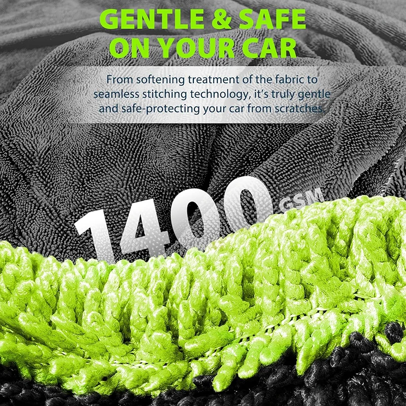 1400GSM Ultra-Thick Drying Towel for Car/Motorcycle Oversized 60x120cm Cleaning Cloth Soft High Absorbent Car Detailing Towel thumbnail 2