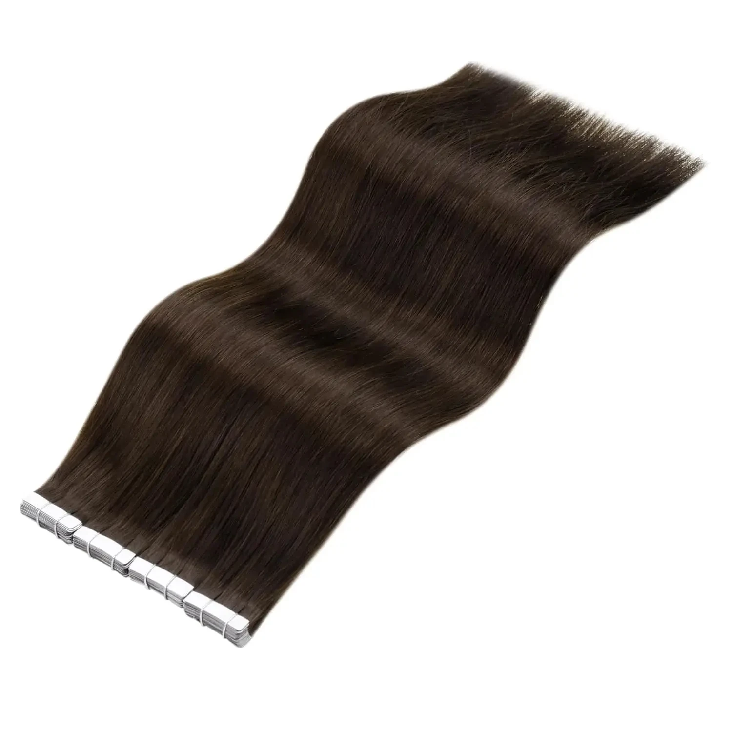 Dark Brown Tape In Hair Extensions Human Hair 20pcs 100% Remy Human Hair Straight Seamless Invisible Tape In Hair Extensions thumbnail 6
