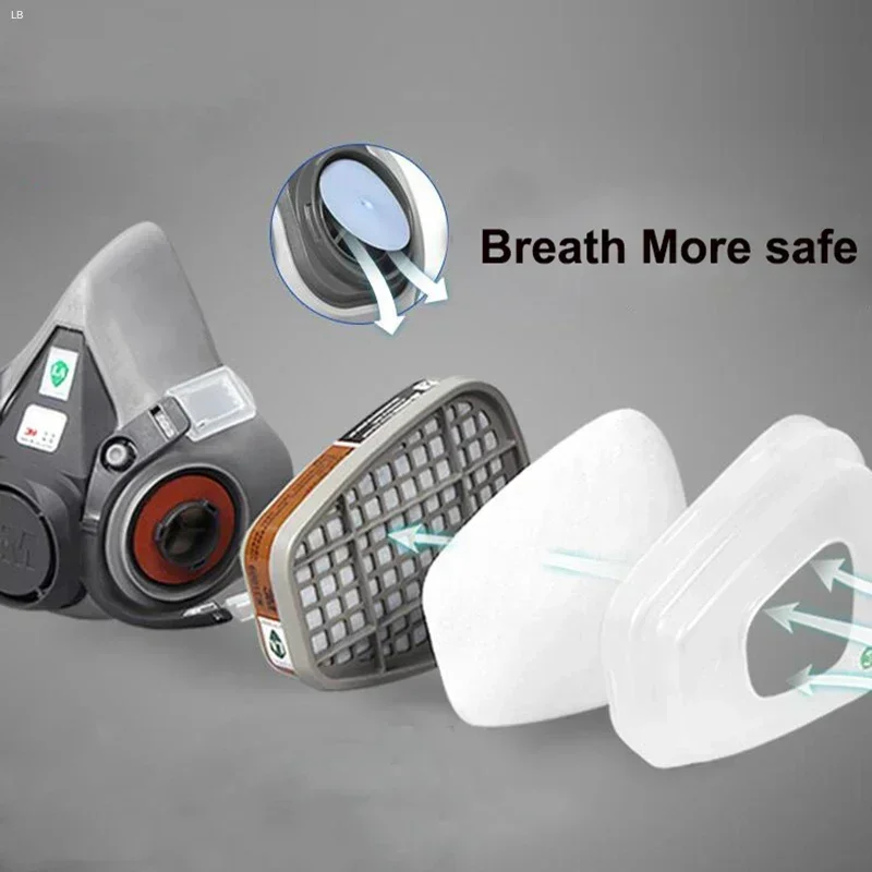 3M 6200 Gas Mask for Spray Paint Decoration Chemical Dust Mask Body Protect Toxic Steam Filter Respirator Reusable Half Mask thumbnail 3