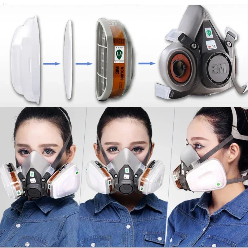 3M 6200 Gas Mask for Spray Paint Decoration Chemical Dust Mask Body Protect Toxic Steam Filter Respirator Reusable Half Mask thumbnail 5