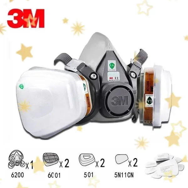 3M 6200 Gas Mask for Spray Paint Decoration Chemical Dust Mask Body Protect Toxic Steam Filter Respirator Reusable Half Mask thumbnail 2