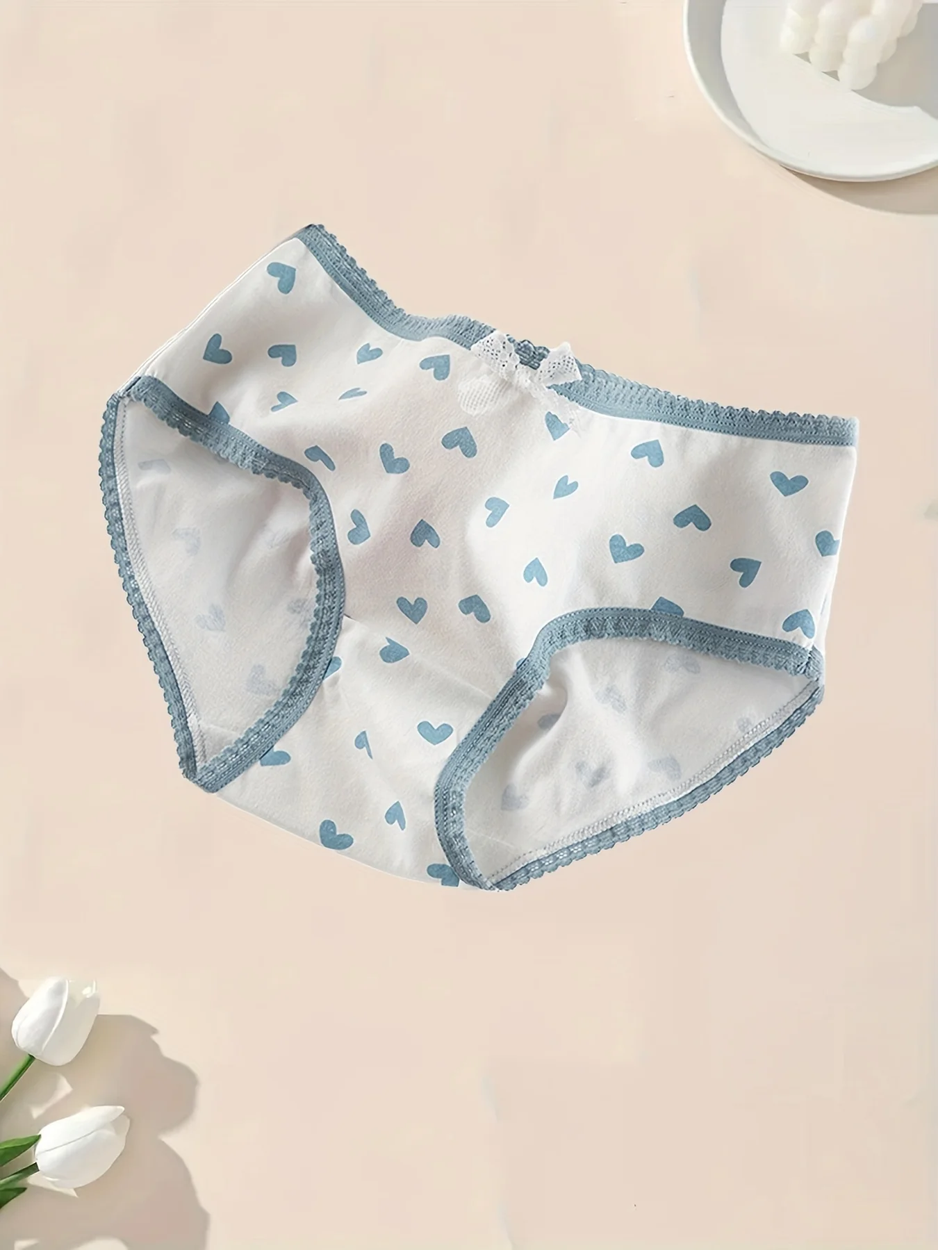 5pcs Women’s Soft Breathable Briefs Heart Plaid Print Panties Comfortable Intimates for Daily Wear thumbnail 5