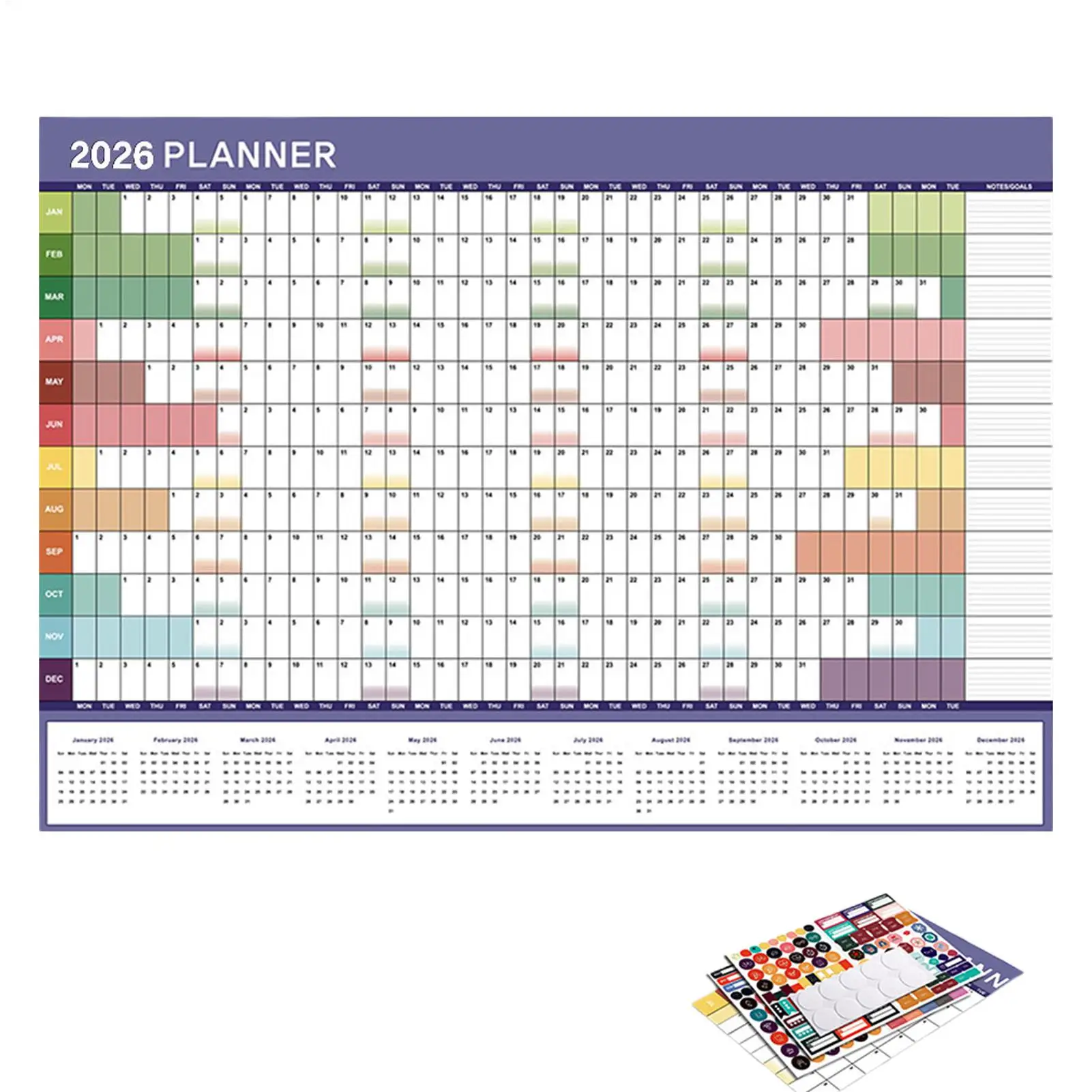 Yearly Calendar 2026 Monthly Wall Planner Reusable Planner Scheduling Organizer for Work Family Kids Dorm Desk Classroom School
