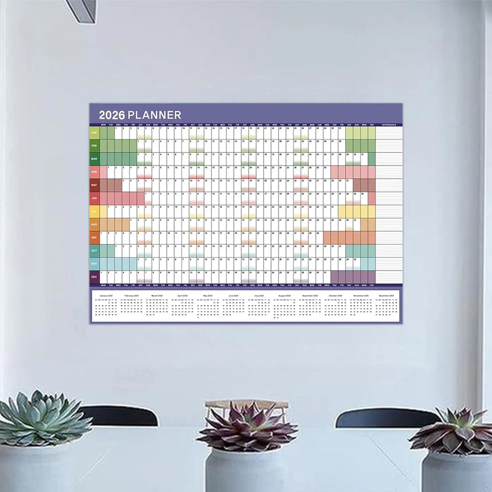 Yearly Calendar 2026 Monthly Wall Planner Reusable Planner Scheduling Organizer for Work Family Kids Dorm Desk Classroom School thumbnail 4