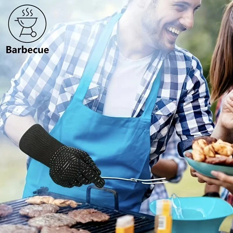 One Piece BBQ Gloves High Temperature Resistance Oven Mitts 500 800 Degrees Fireproof Barbecue Heat Insulation Microwave Gloves thumbnail 2