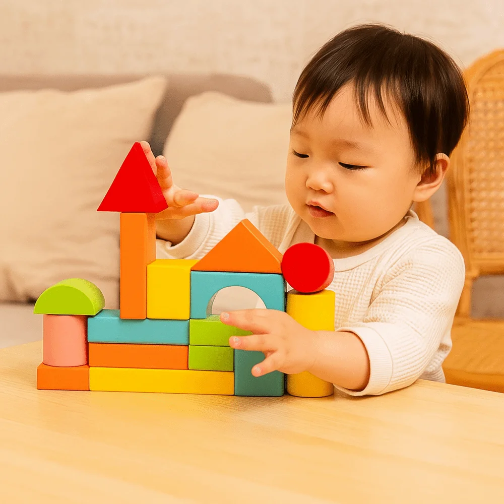 40PCS/SET Colorful Wooden Building Blocks Learning Sensory with Storage Bag Early Educational Toys Wooden 3D Stacking Blocks thumbnail 2