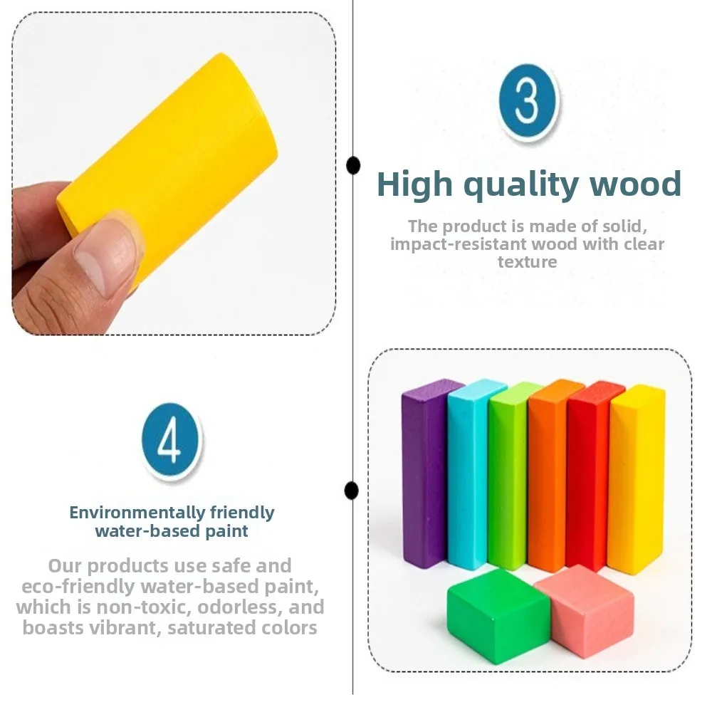 40PCS/SET Colorful Wooden Building Blocks Learning Sensory with Storage Bag Early Educational Toys Wooden 3D Stacking Blocks thumbnail 5