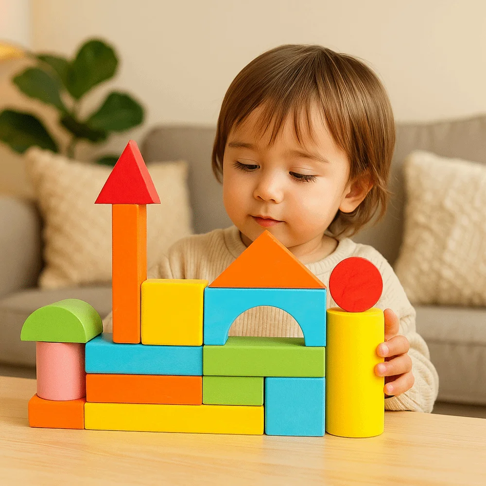 40PCS/SET Colorful Wooden Building Blocks Learning Sensory with Storage Bag Early Educational Toys Wooden 3D Stacking Blocks thumbnail 4