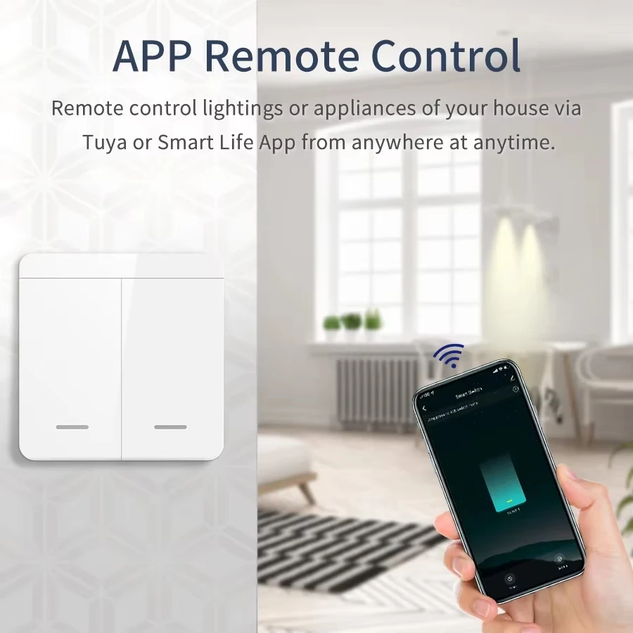 1/2/3 Gang Wireless Switch Wifi Smart RF 433MHz Remote Switch for Led Lighting Tuya Smart Life Voice Control Alexa Google Alice thumbnail 4