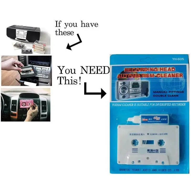 Tape Cleaner Tape Recorder Cleaning Tape Line Audio Head Tape Cassette Wet/Dry Tape Head Player Cassette Cleaner thumbnail 6