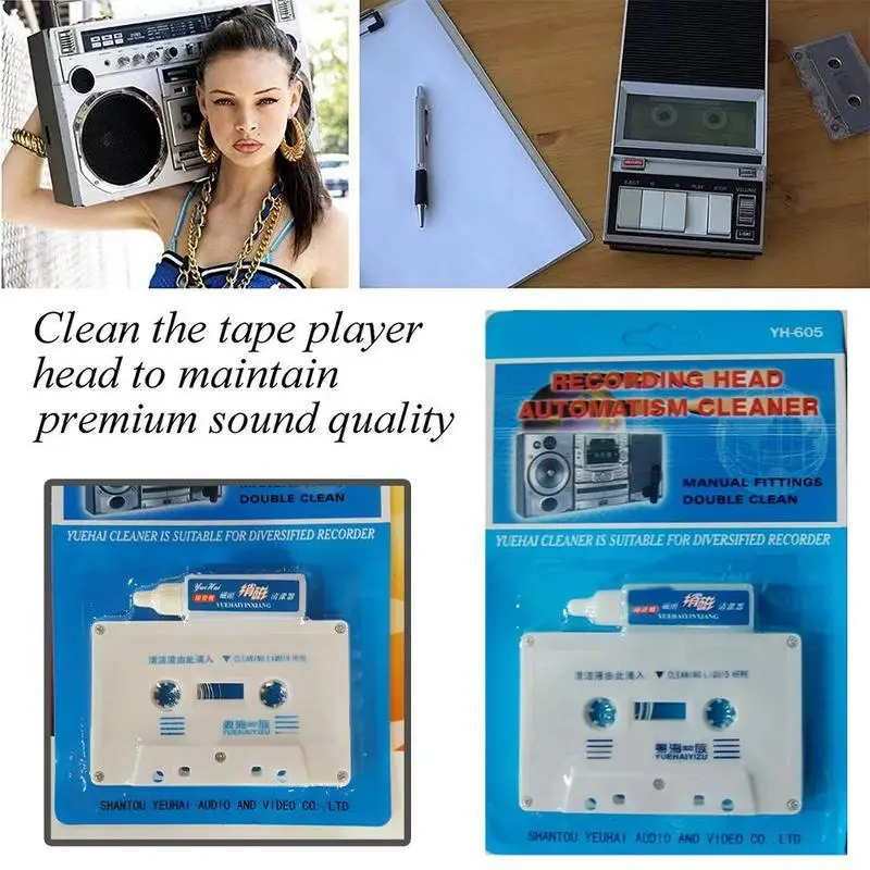 Tape Cleaner Tape Recorder Cleaning Tape Line Audio Head Tape Cassette Wet/Dry Tape Head Player Cassette Cleaner