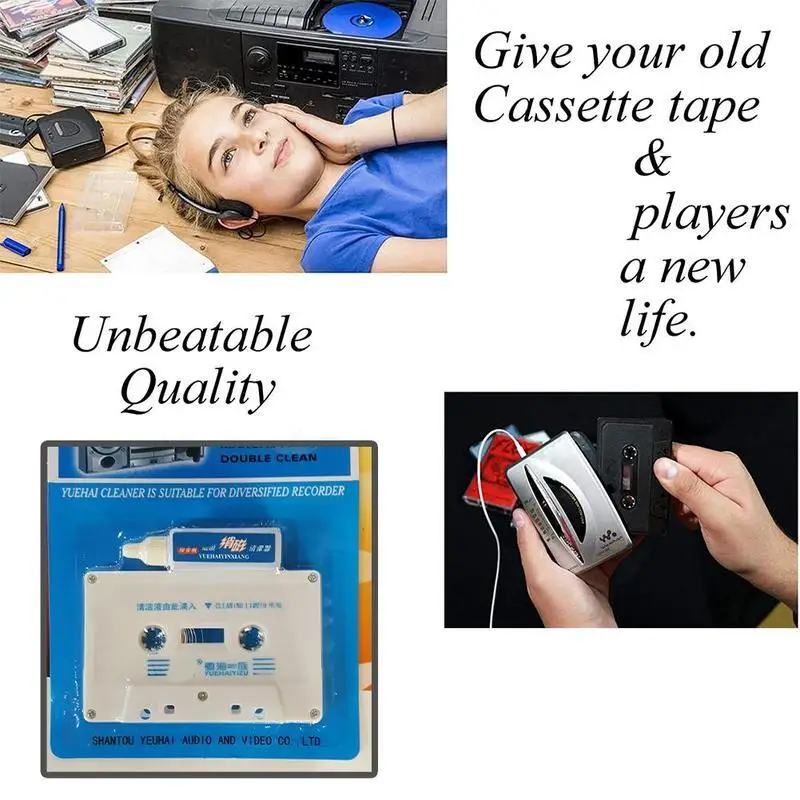 Tape Cleaner Tape Recorder Cleaning Tape Line Audio Head Tape Cassette Wet/Dry Tape Head Player Cassette Cleaner thumbnail 5