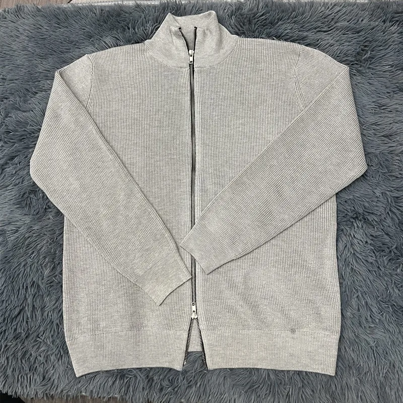 Asian size Autumn Winter Men Loose Casual Knit Sweater Zipper Semi High Neck Long Sleeve Cardigan Lazy Comfortable Warm Top thumbnail 3