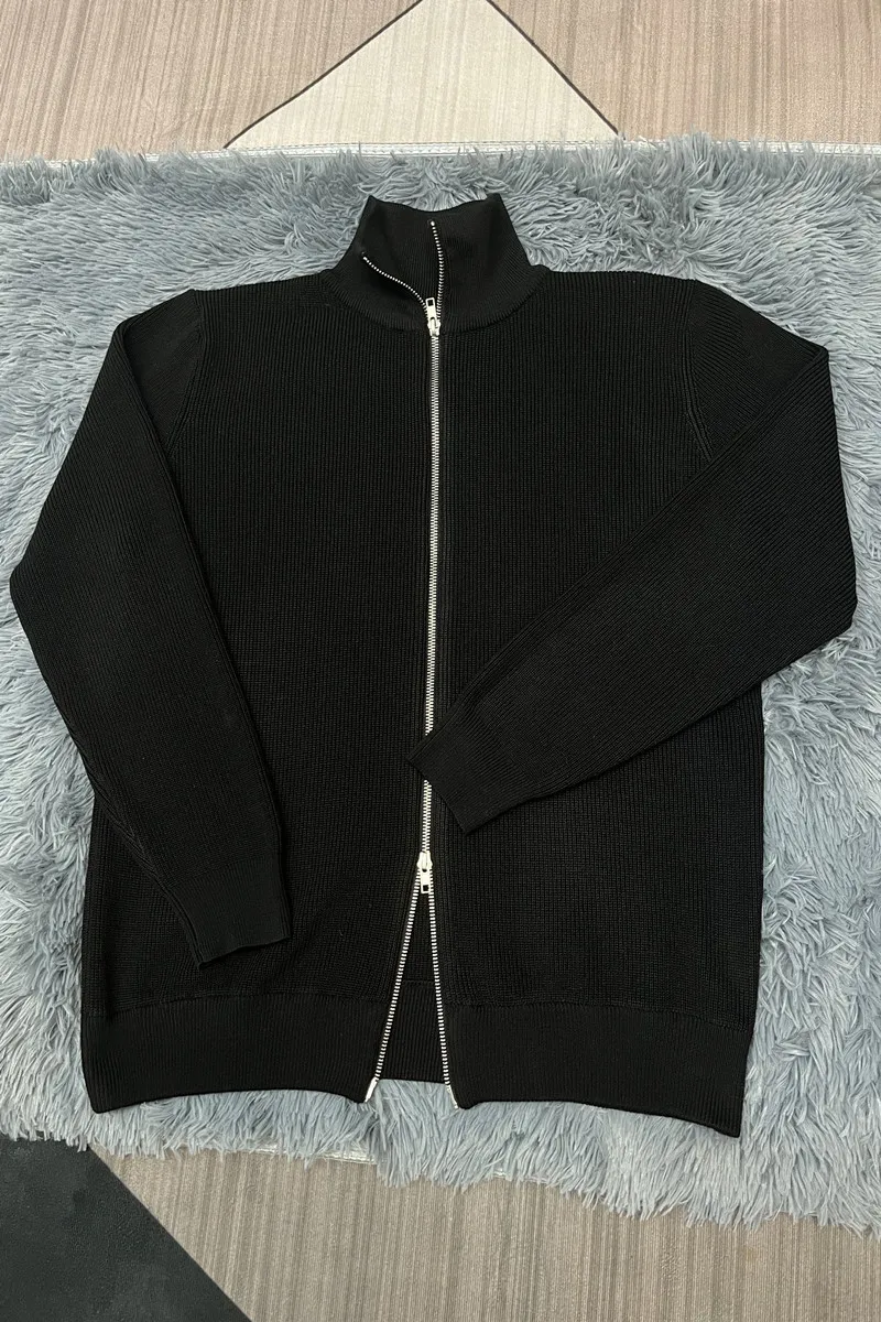 Asian size Autumn Winter Men Loose Casual Knit Sweater Zipper Semi High Neck Long Sleeve Cardigan Lazy Comfortable Warm Top thumbnail 6